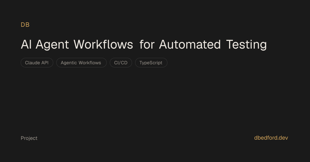 AI Agent Workflows for Automated Testing | Dion Bedford